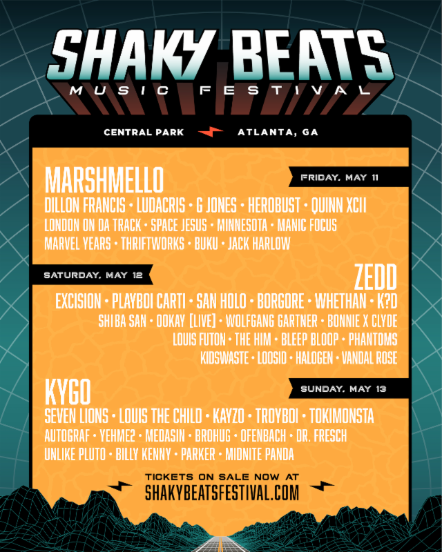 Shaky Beats Delivers Epic Day-By-Day Lineup with Marshmello, Zedd &amp; Kygo