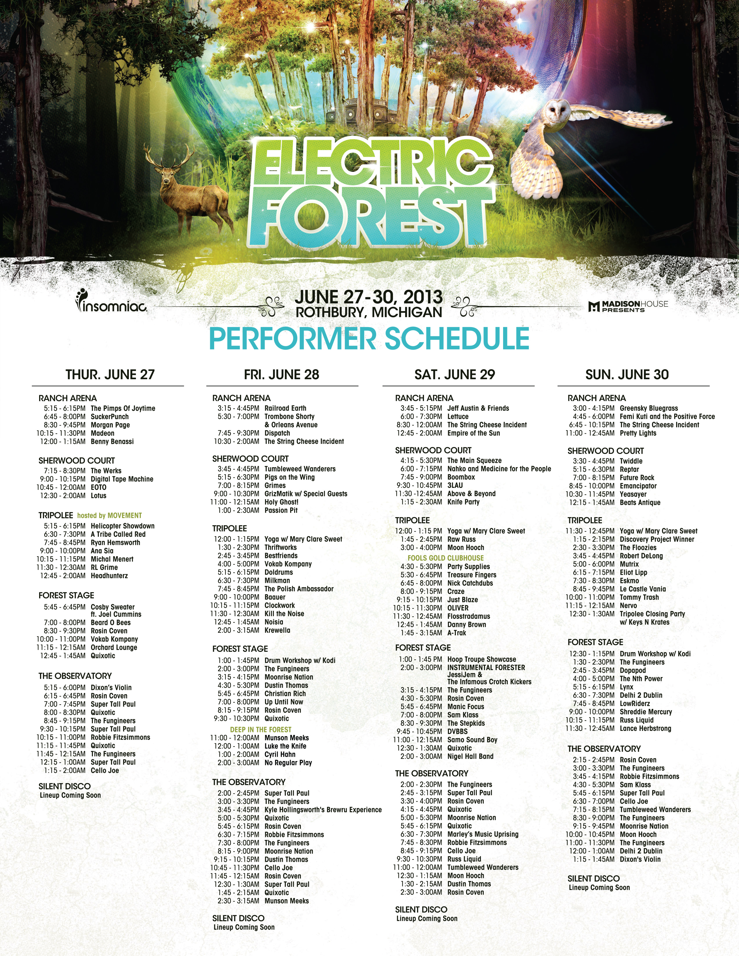 Electric Forest Releases Performer Schedule And Additional Artisits 