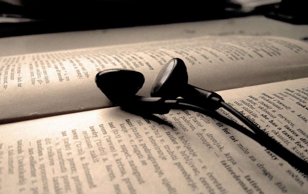 headphones & book