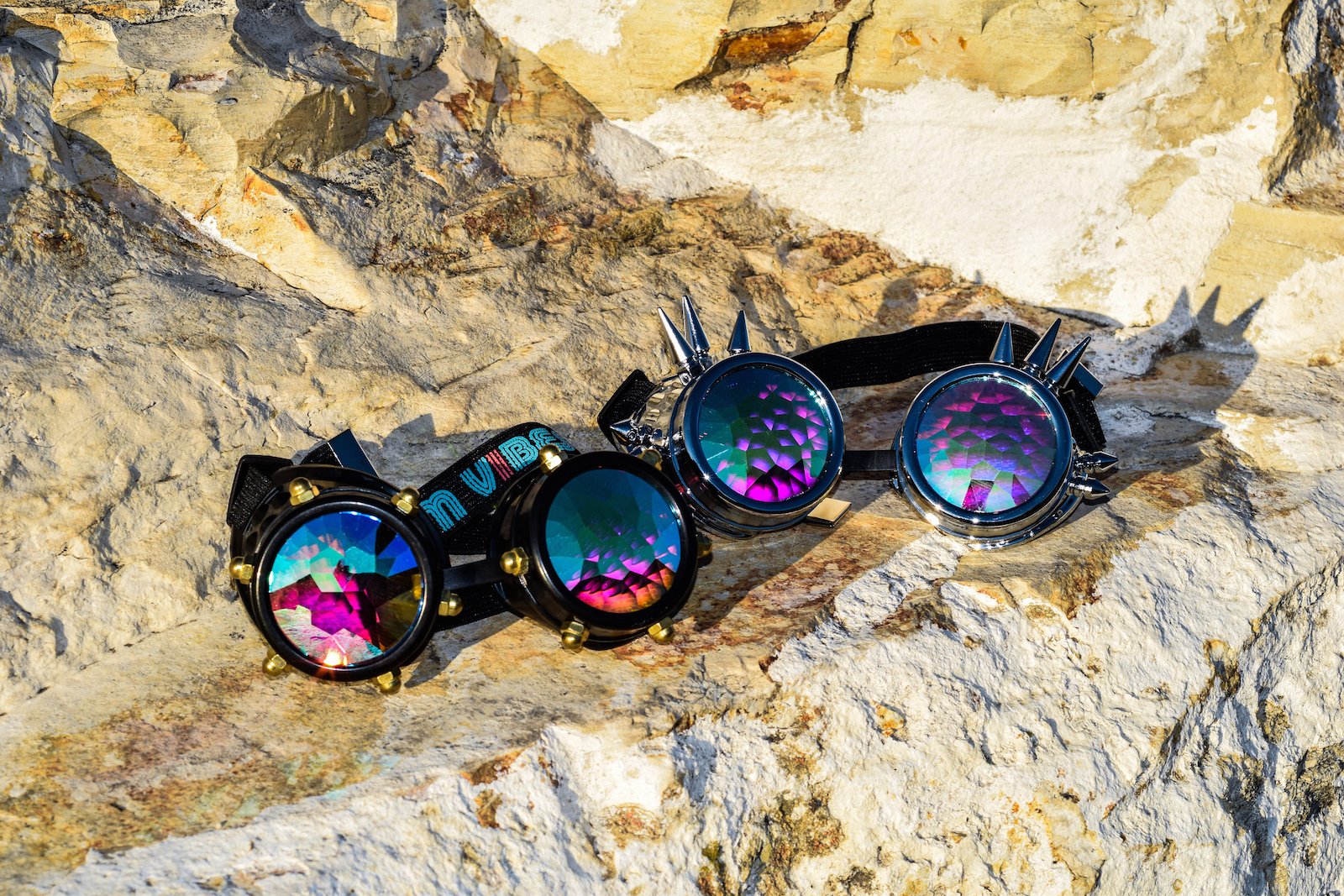 Goggles Balck Studded and Spiked Rock Internet Sized