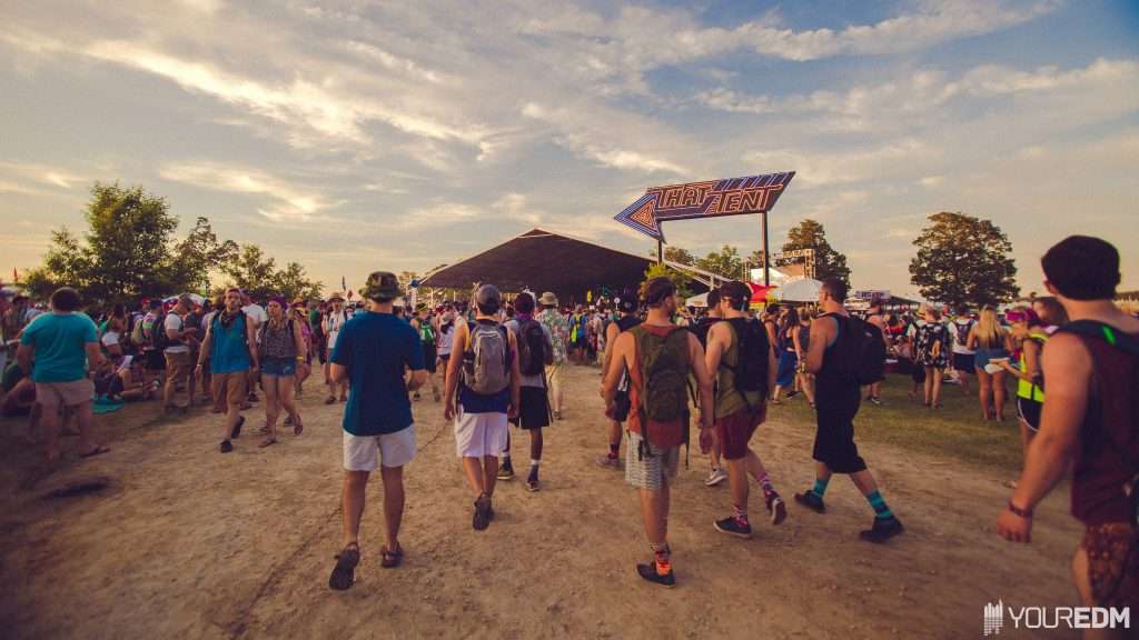 Festival attendees walking towards "That Tent" (Photo - Lucas Gregg)