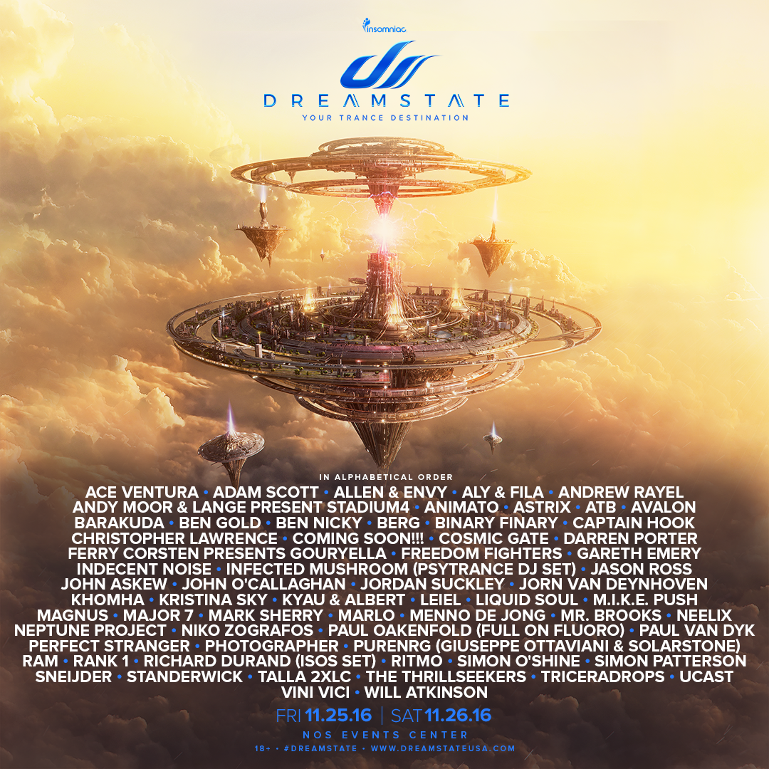 Dreamstate SoCal 2016 Full Lineup