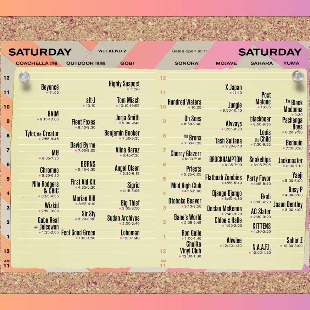 Coachella Weekend 2 Schedule
