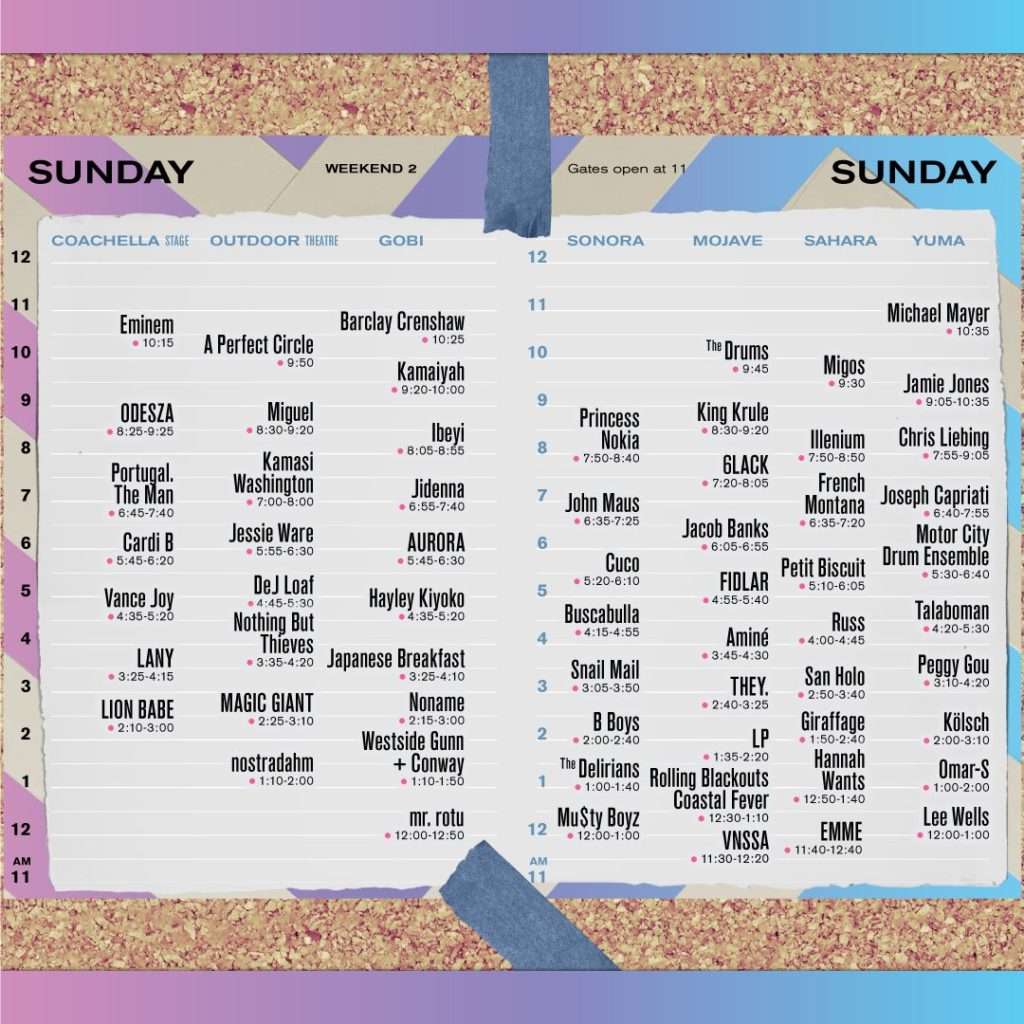 Coachella Weekend 2 Schedule