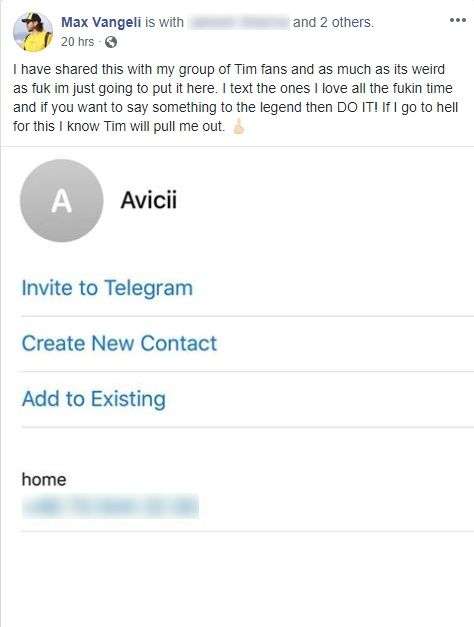 Max Vangeli Continues Struggle For Relevancy, Posts Avicii's Personal Number On His Socials