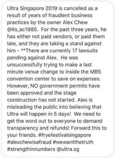 REPORT: Ultra Singapore In Jeopardy  Cancellation This Weekend
