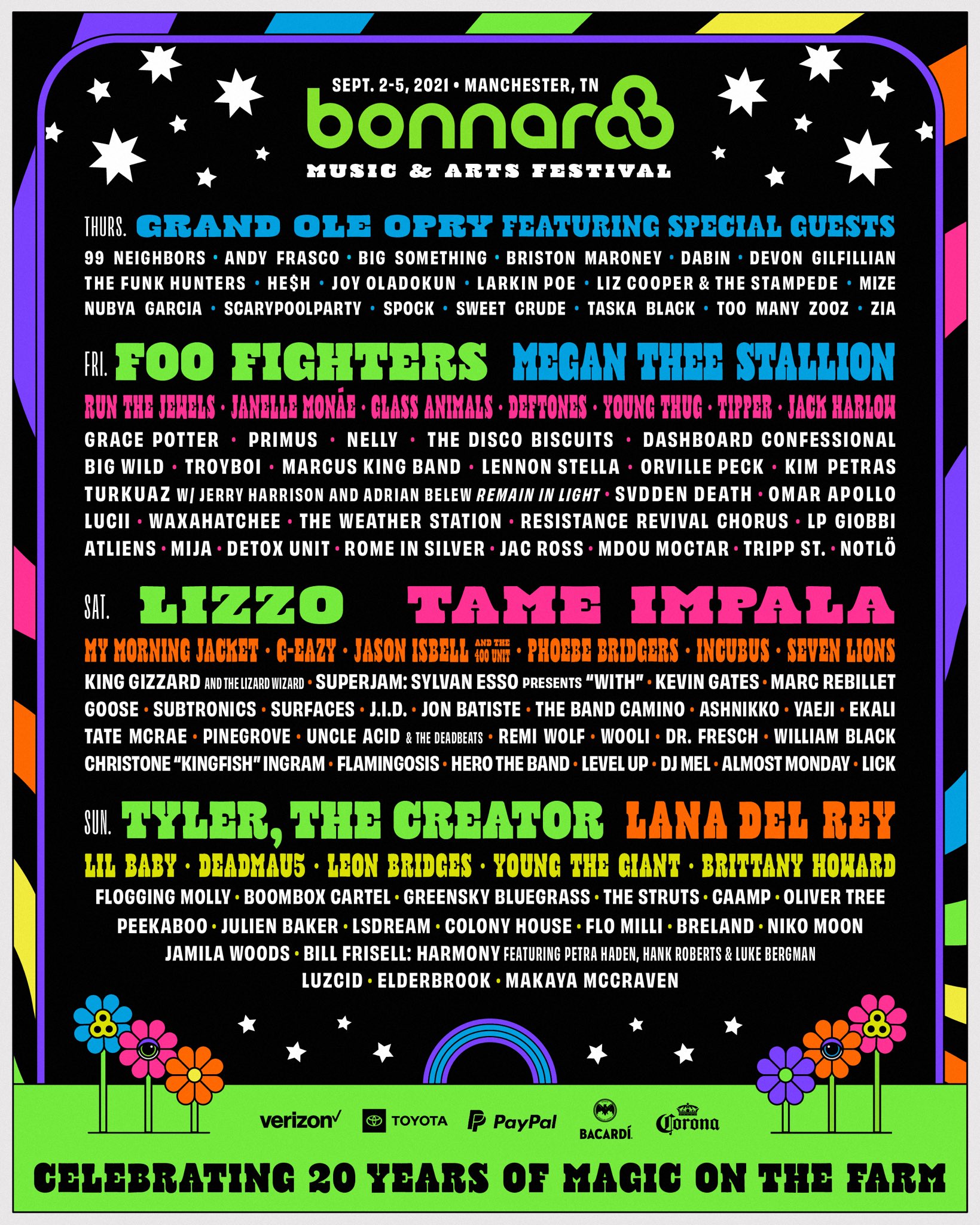 Bonnaroo Music & Arts Festival 2021 lineup